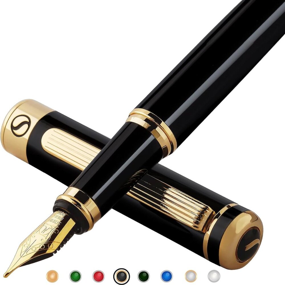 Luxury Fountain Pen - Stunning Luxury Pen, Real Gold Finish, Schmidt Gilded Nib